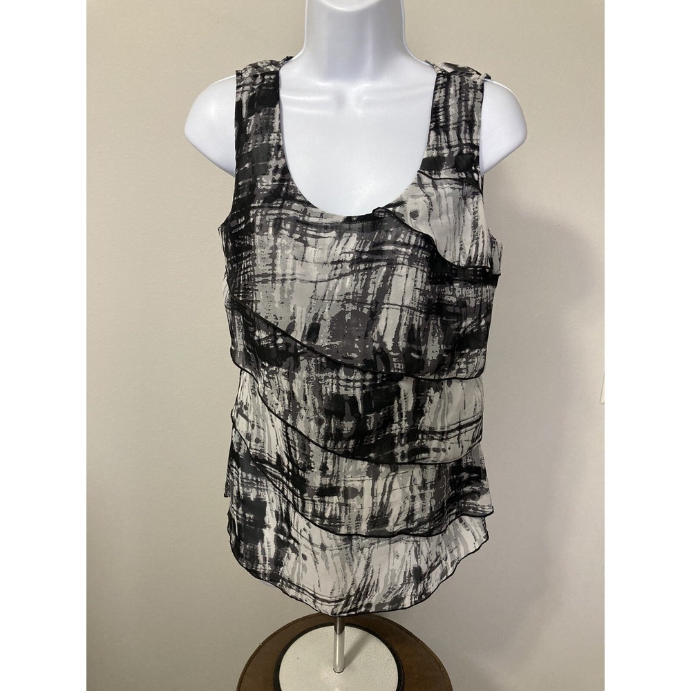 Maurices Black & white Sheer Top Layer Size Small Sleeveless